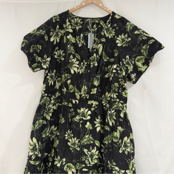Anthropologie Somerset Maxi Dress 2X Plus Black Green Floral Boho Quiet Luxury - Picture 4 of 15